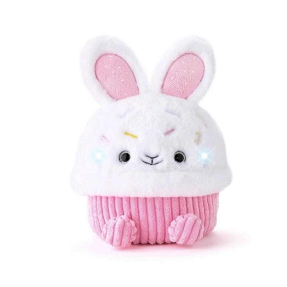 FAO Schwarz 12" Glow Brights Bunny Cupcake Plush Pink White NWT